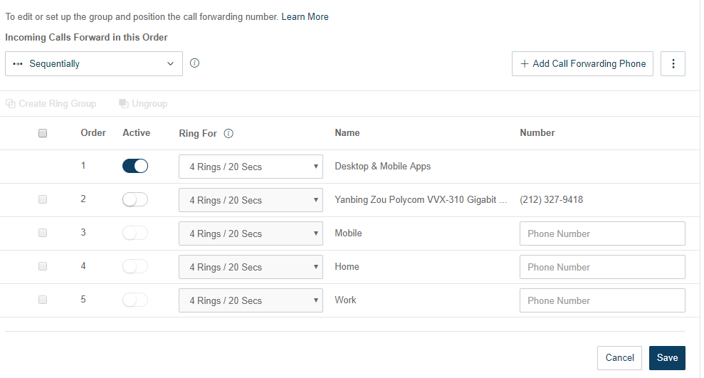 set up call forwarding ringcentral